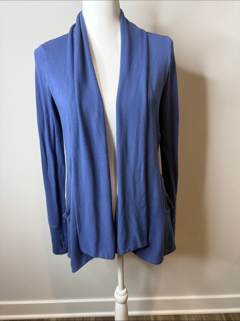Athleta Slate Blue Draped Open-Front Cardigan Size XS Office Workout Casual